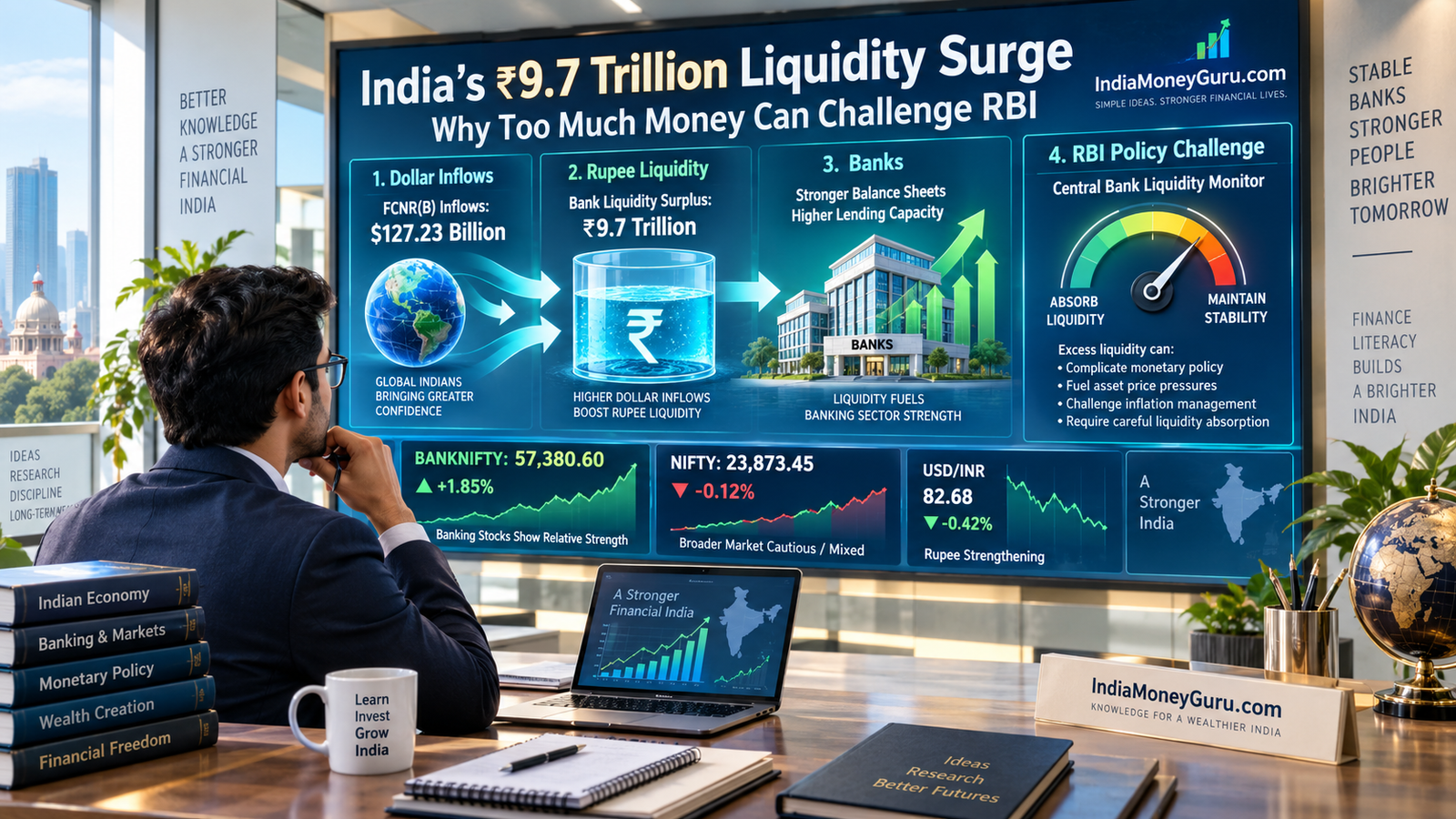 FCNR(B) deposits and bank liquidity explained – RBI’s $127 billion inflow and ₹9.7 trillion banking surplus